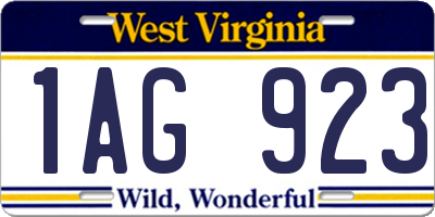 WV license plate 1AG923