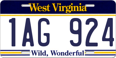 WV license plate 1AG924