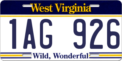 WV license plate 1AG926