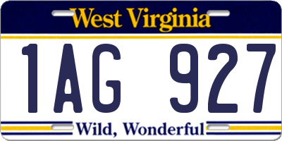 WV license plate 1AG927