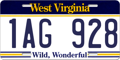 WV license plate 1AG928