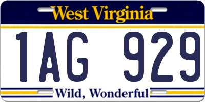 WV license plate 1AG929