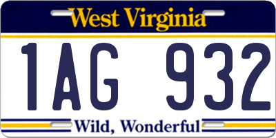 WV license plate 1AG932