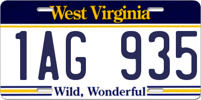 WV license plate 1AG935