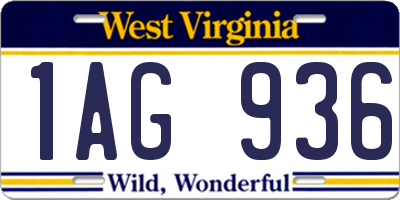 WV license plate 1AG936