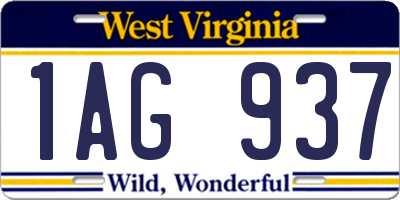 WV license plate 1AG937