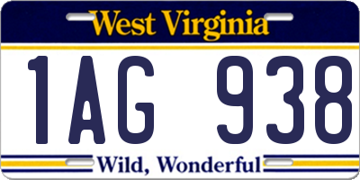 WV license plate 1AG938