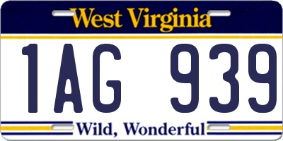 WV license plate 1AG939