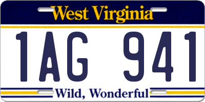 WV license plate 1AG941