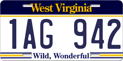 WV license plate 1AG942