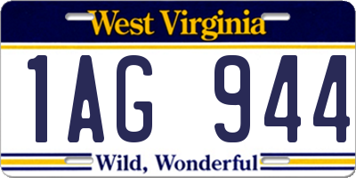 WV license plate 1AG944