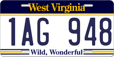 WV license plate 1AG948