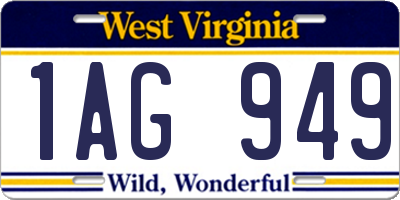 WV license plate 1AG949