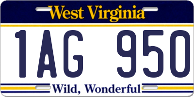 WV license plate 1AG950