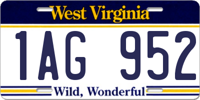 WV license plate 1AG952