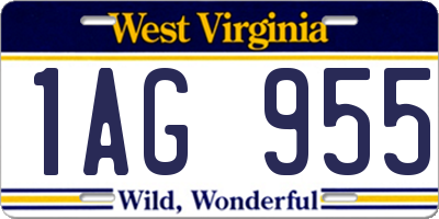 WV license plate 1AG955