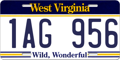 WV license plate 1AG956