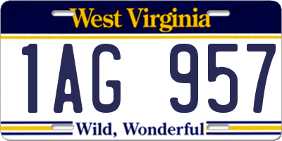 WV license plate 1AG957