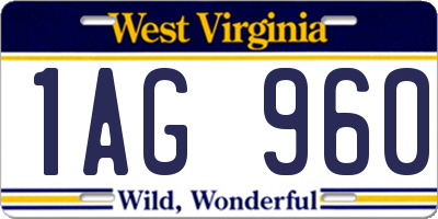 WV license plate 1AG960