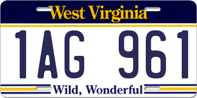 WV license plate 1AG961