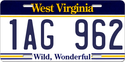 WV license plate 1AG962