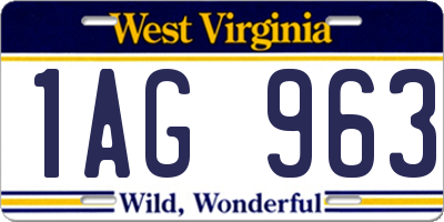 WV license plate 1AG963