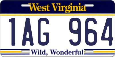 WV license plate 1AG964