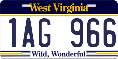 WV license plate 1AG966