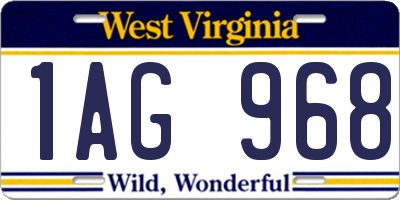 WV license plate 1AG968
