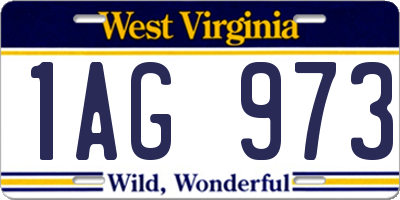 WV license plate 1AG973