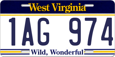 WV license plate 1AG974