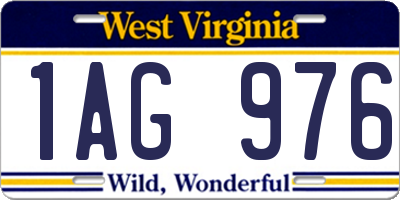 WV license plate 1AG976