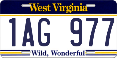 WV license plate 1AG977