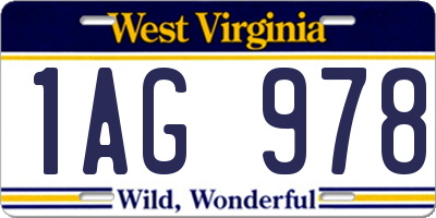 WV license plate 1AG978