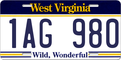 WV license plate 1AG980