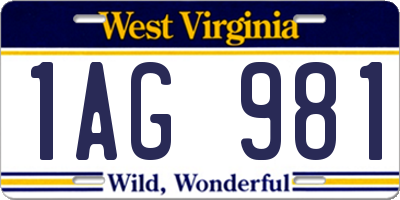 WV license plate 1AG981