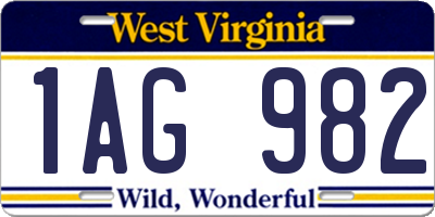 WV license plate 1AG982