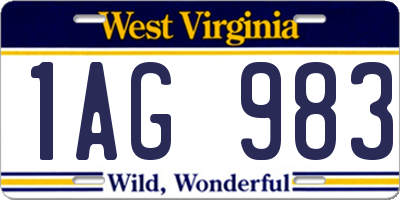 WV license plate 1AG983