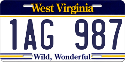 WV license plate 1AG987