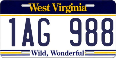 WV license plate 1AG988