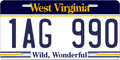 WV license plate 1AG990