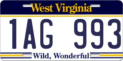 WV license plate 1AG993
