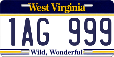 WV license plate 1AG999