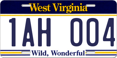 WV license plate 1AH004