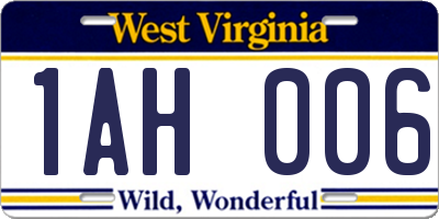 WV license plate 1AH006