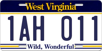 WV license plate 1AH011