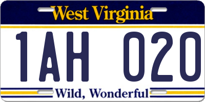 WV license plate 1AH020