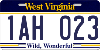 WV license plate 1AH023
