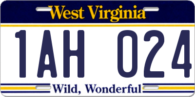 WV license plate 1AH024