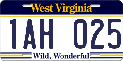 WV license plate 1AH025